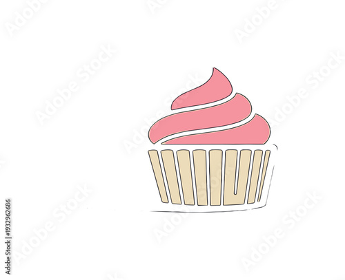 Slim cupcake silhouette slightly tilted shown in side view highlighting frosting-to-base proportion, arranged in the right third