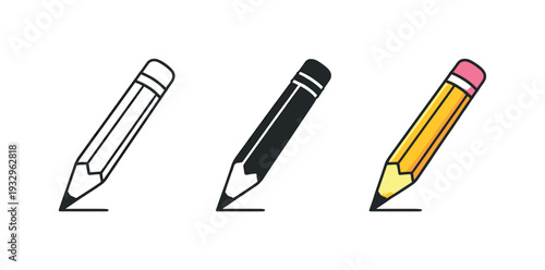 Active self-improvement shown by a sharpened pencil angled slightly forward, same silhouette repeated horizontally with