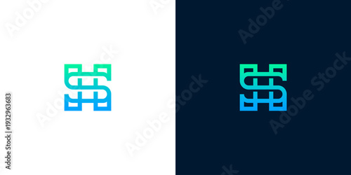 Modern abstract geometric letter logo design with a striking blue-green gradient, perfect for innovative technology startups, digital businesses, and contemporary branding solutions