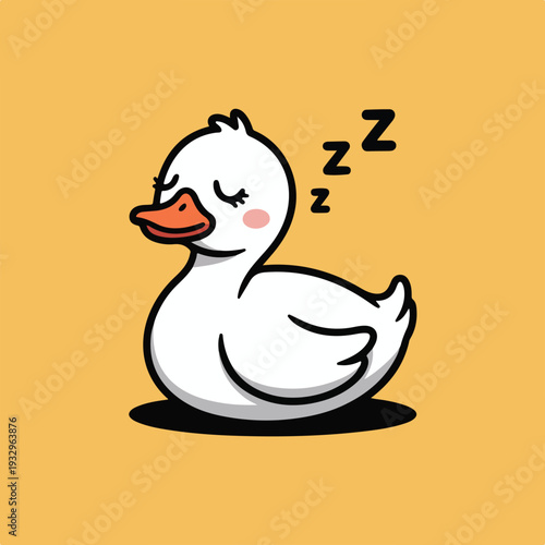 Cute Sleeping Duck Cartoon Vector Illustration