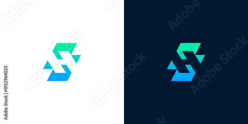 Modern, dynamic abstract letter S logo with a vibrant blue-green gradient, ideal for technology, digital services, or innovative business branding and brand identity