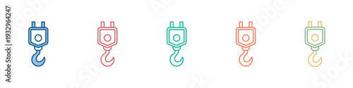 Crane Hook Icon Set Multiple Style Collection