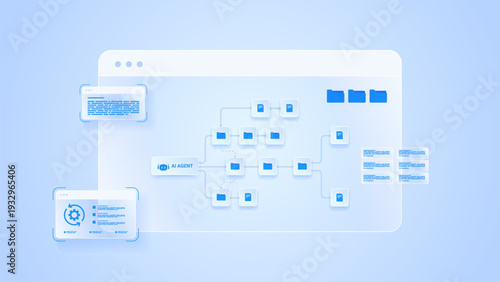 AI workflow automation artificial intelligence.ai agent workflow dashboard with document management, document panels, and automation file processing flow.