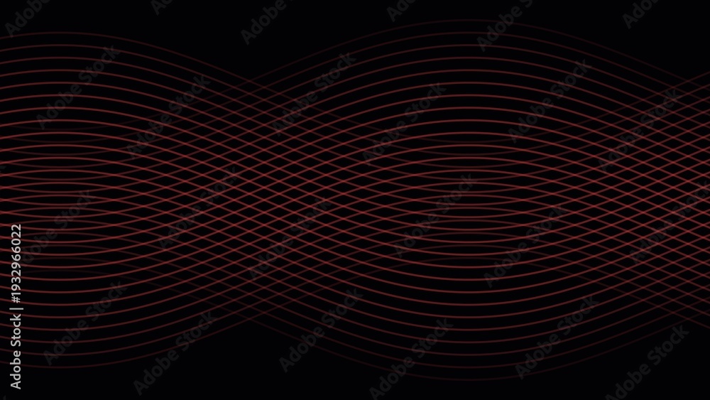 Fototapeta premium Abstract red ribbon line waves on dark background