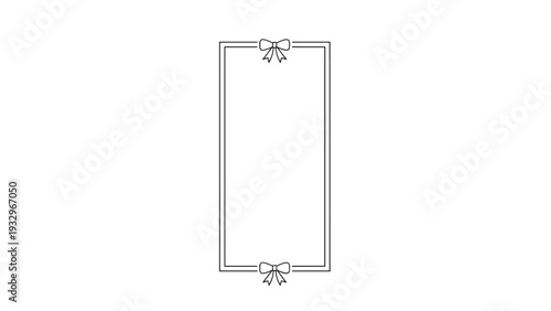 Simple and elegant rectangular frame, delicately adorned with small bows at both the top and bottom, perfect for invitations.