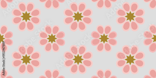 A serene pattern of pink flowers arranged in a seamless design, viewed from directly above.