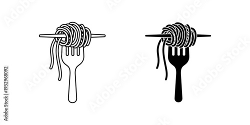 Contrast of pasta servings on forks with different sauce quantities