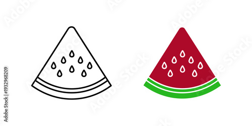 Comparison of a watermelon slice and a green apple slice with seeds