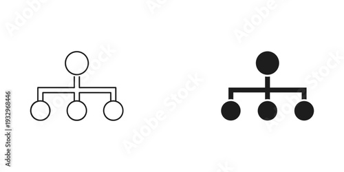 Comparison of two different types of family tree structures with distinct node styles