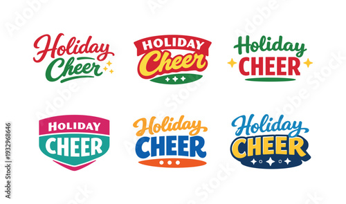 Clean modern holiday banner illustration displaying modern lettering logo set for Holiday Cheer, professional logo-style