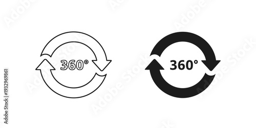 Comparison of full rotations in degrees between 360 and 360 degrees with directional arrows