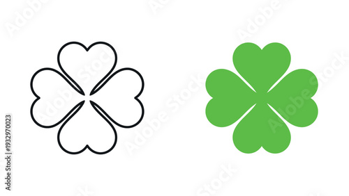 Lucky Four Leaf Clover Icon Set for St Patricks Day