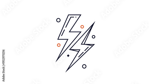 Dynamic and modern graphic icon featuring two stylized lightning bolts surrounded by small dots, symbolizing power, speed, or energy.