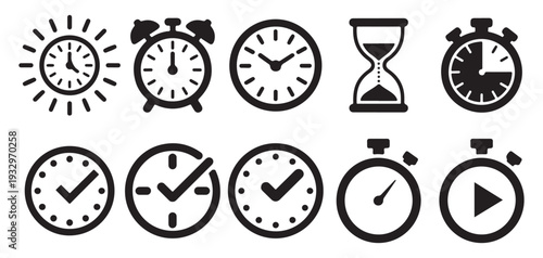 Minimalist Wall Clock and Time Management Icon Set Vector  vector illustration eps 10