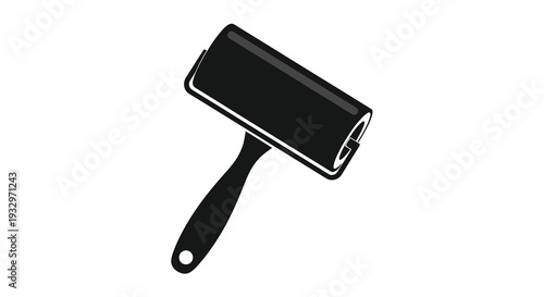 A stark black silhouette of a lint roller commonly used for clothing and fabric care silhouette high quality professional