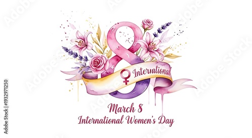 International Womens Day Celebration with Floral Ribbon.