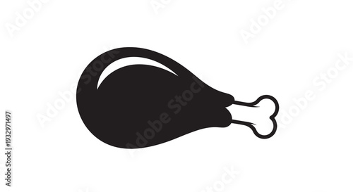 A striking black silhouette of a roasted chicken leg showcasing simple lines and form silhouette high quality professional detailed