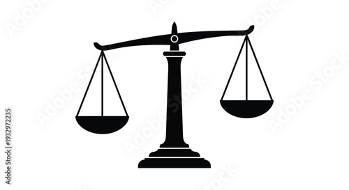A stark depiction of scales of justice symbolizing balance impartiality and legal proceedings presented as a silhouette high quality