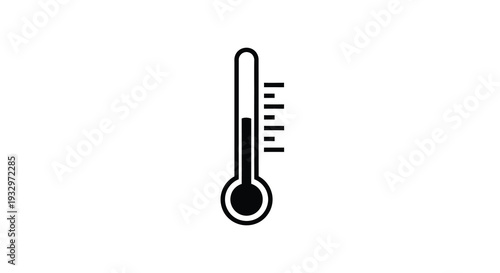 A minimalist depiction of a glass thermometer showing a moderate temperature reading presented as a striking silhouette high quality
