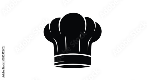 A stark black silhouette of a traditional chef s toque representing culinary arts and professional cooking silhouette high quality detailed