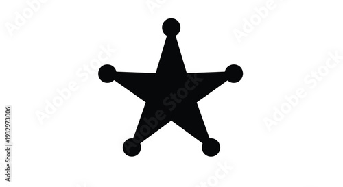 A stark black five pointed star sheriff s badge design stands out against a plain white background a striking silhouette