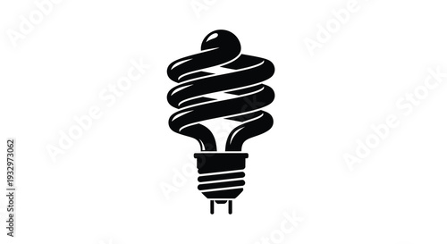 A striking black silhouette of a compact fluorescent lamp showcasing energy efficiency and modern design silhouette high quality professional