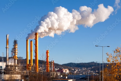 Wallpaper Mural Industrial Emissions from Fossil Fuel Power Plant in Urban Environment Torontodigital.ca