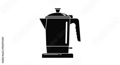 A stark black silhouette of a classic electric kettle showcasing its form and design silhouette high quality professional detailed