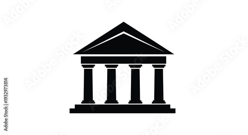 A striking black silhouette of a classical building with columns evoking ancient architecture and timeless design silhouette high quality