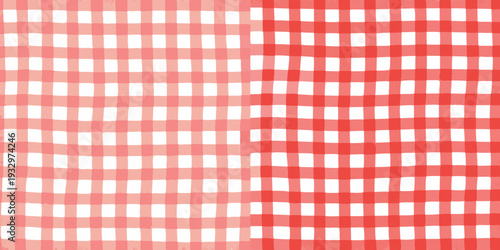 A vibrant red and white gingham pattern fills the entire frame