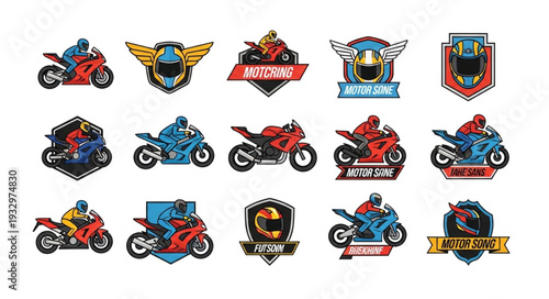 Collection of motorcycle logos and emblems for racing teams and clubs.