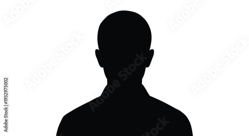 A stark black silhouette of a man s head and shoulders against a plain white background representing anonymity silhouette