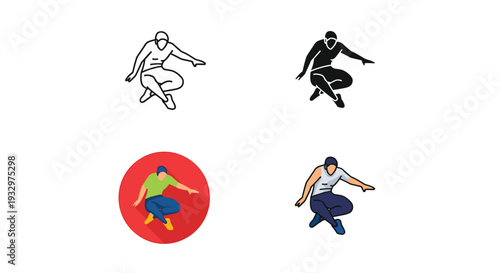 Parkour Athlete Motion Icon Commercial Graphics