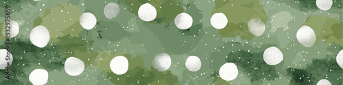 Watercolor green background featuring scattered white and light green polka dots pattern. Watercolor green background with scattered polka dots texture