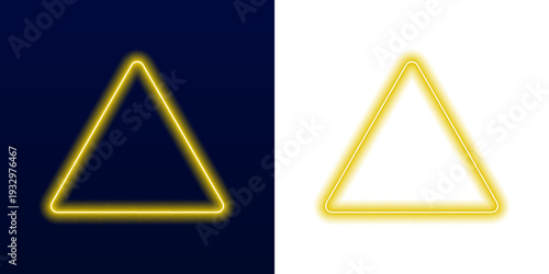 Smooth luminous triangular frame with bright gradient edges and subtle halo, suitable for modern digital artwork and futuristic UI layouts. vector