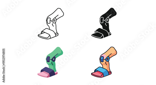 Prosthetic Leg Icon Set Mobility Aid