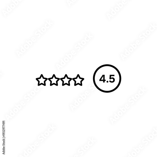 Customer satisfaction icons, displaying four and a half stars for a 'Good' rating and a circle with '4.5 out of 5' for a numerical score.