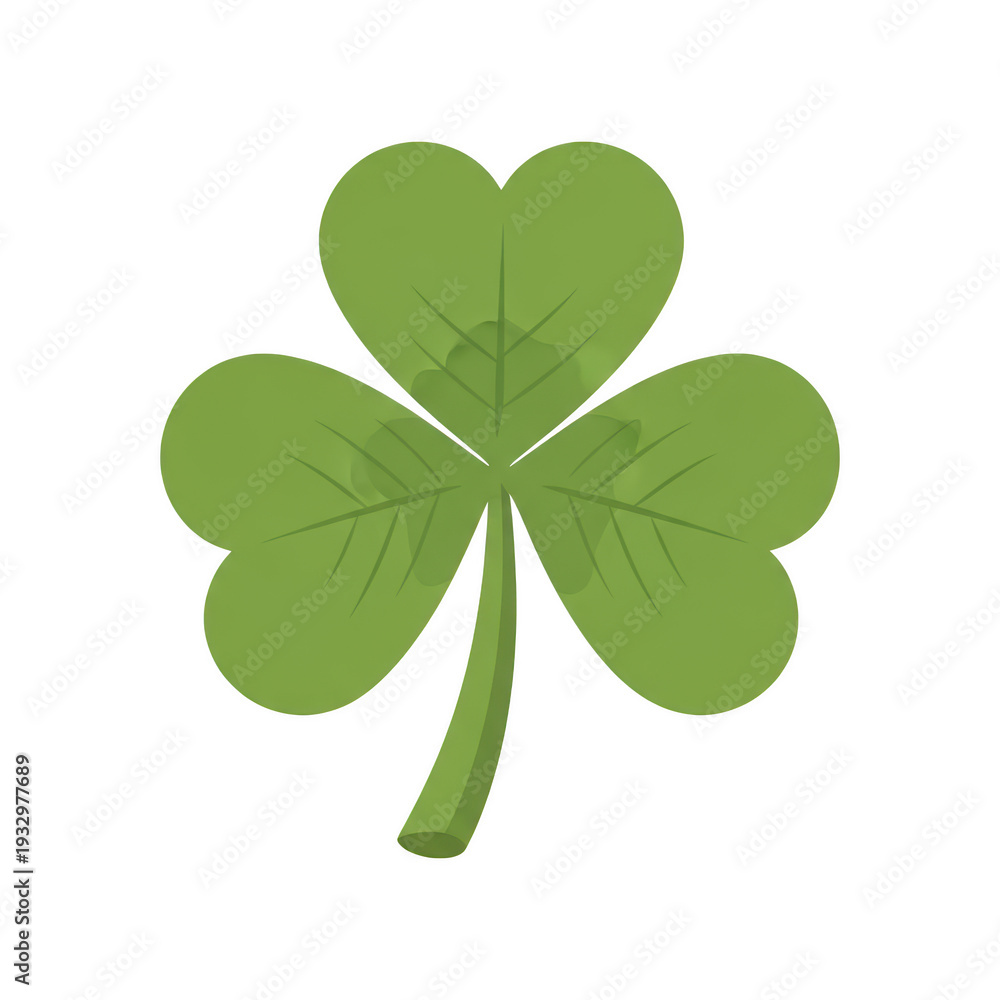Fototapeta premium A green four leaf clover on a white background isolated on transparent background