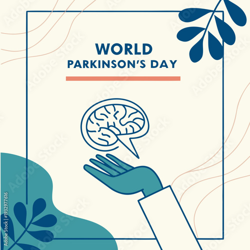 World parkinson's day vector illustration. world parkinson's day design with hand holding brain for awareness