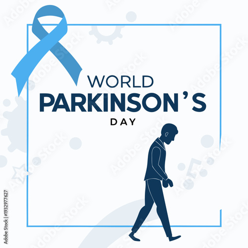 World parkinson's day vector illustration. world parkinson's day design with blue awareness ribbon and walking man