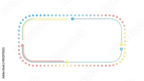 Colorful dotted lines and shapes on a white background in a flat lay composition with a modern and creative visual style.