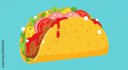 Delicious Taco with Salsa and Fresh Ingredients.
