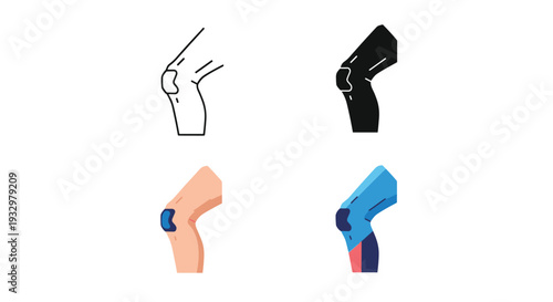 Knee Joint Icon Set Medical Health