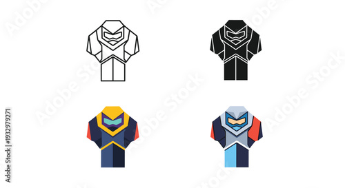 Robot Icon Set Futuristic Armor Design Technology