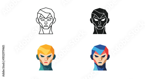 Geometric Hero Heads Logo Business