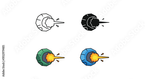 Energy Blast Projectile Icon Set Commerce