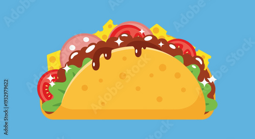 Delicious Mexican Taco with Fresh Ingredients and Salsa.