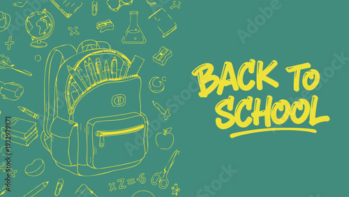 Back to school supplies and backpack