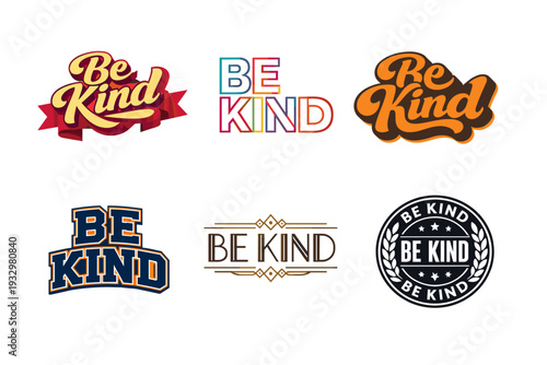 Be kind logo designs in various styles and colors