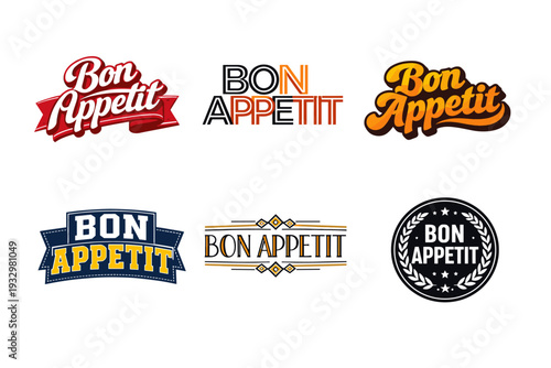 Bon appetit logo designs collection in various styles and fonts